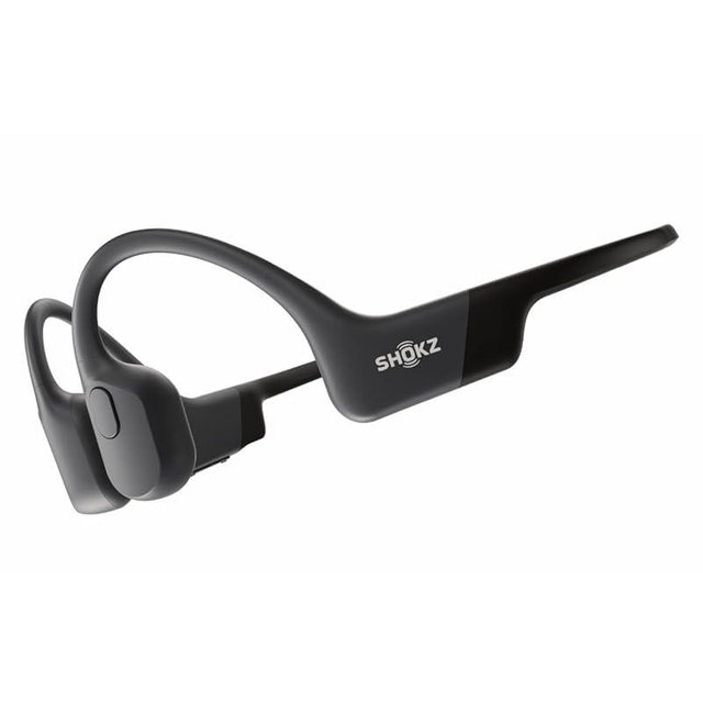 SHOKZ OpenRun with USB-C Charging - Open-Ear Bluetooth Bone Conduction Sport Headphones - Sweat Resistant Wireless Earphones for Workouts and Running - Built-in Mic, with Hair Band - Standard - Black