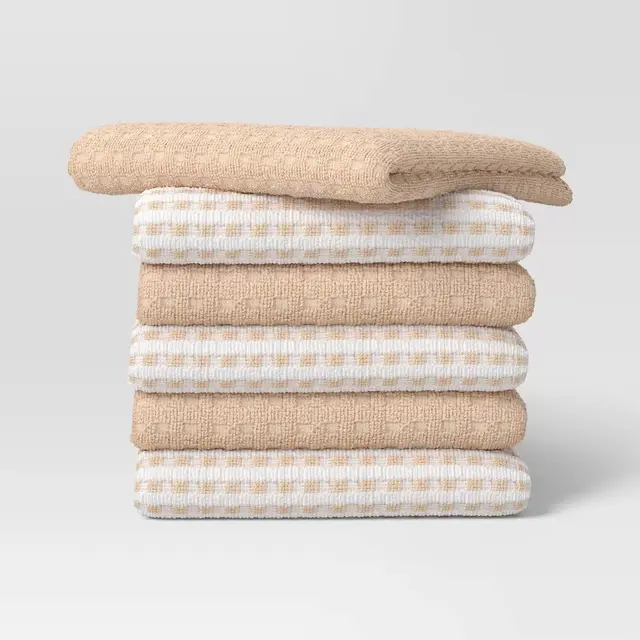 6pc Terry Kitchen Towels Tan - Room Essentials™