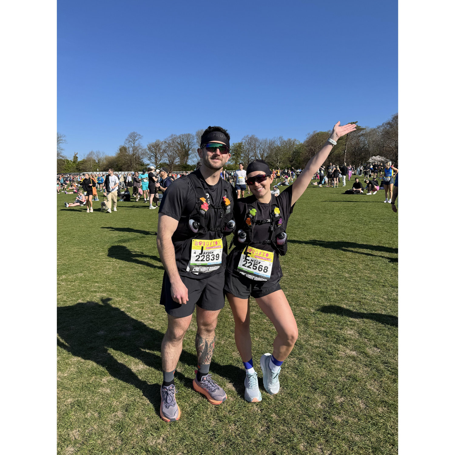 Before running Brighton Marathon - Jayden the emotional support runner