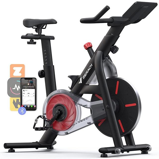 Exercise Bike, MERACH Bluetooth Stationary Bike for Home with Magnetic Resistance, Indoor Cycling Bike with 350lbs Weight Capacity, iPad Holder, TT
