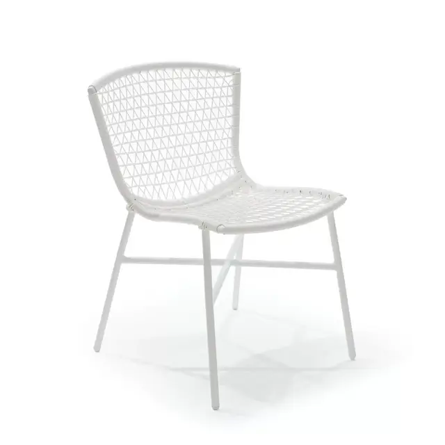 White wicker outdoor dining chair