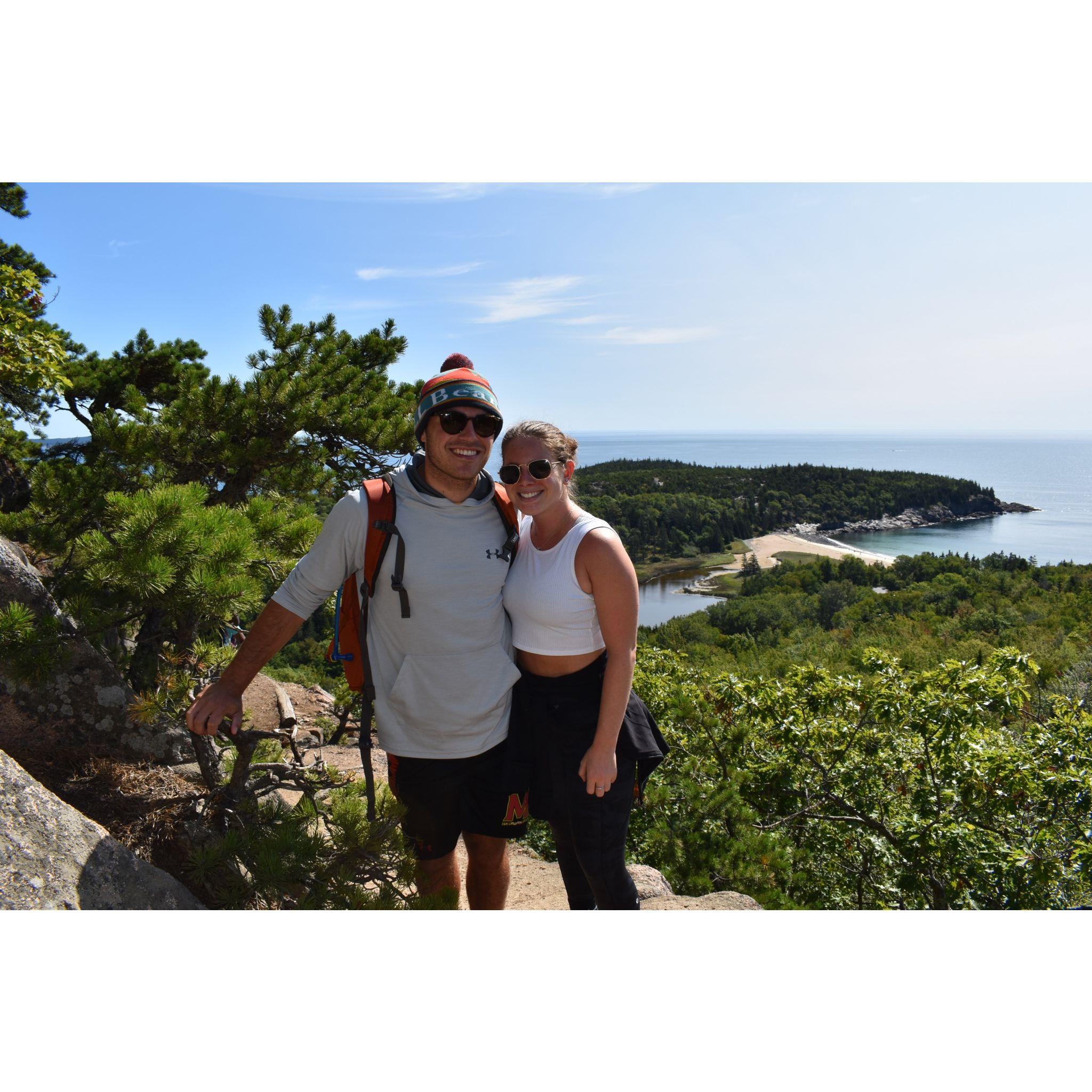 Our first trip together in Bar Harbor, Maine. From the top of the beautiful Beehive trail.