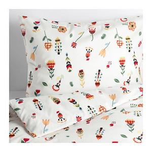 ROSENFIBBLA				Duvet cover and pillowcase(s), white, floral patterned