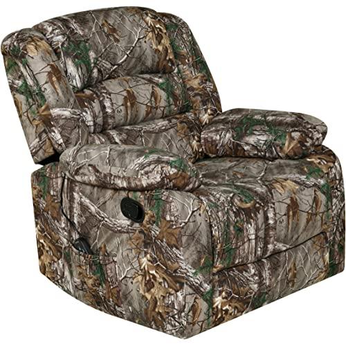 RELAXZEN Longstreet Rocker Recliner with Massage, Heat and Dual USB ports, Realtree Camo