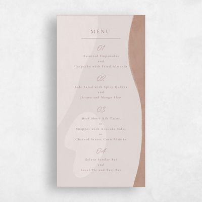 Dusty Peach, Pink Wedding Menu - Madrid