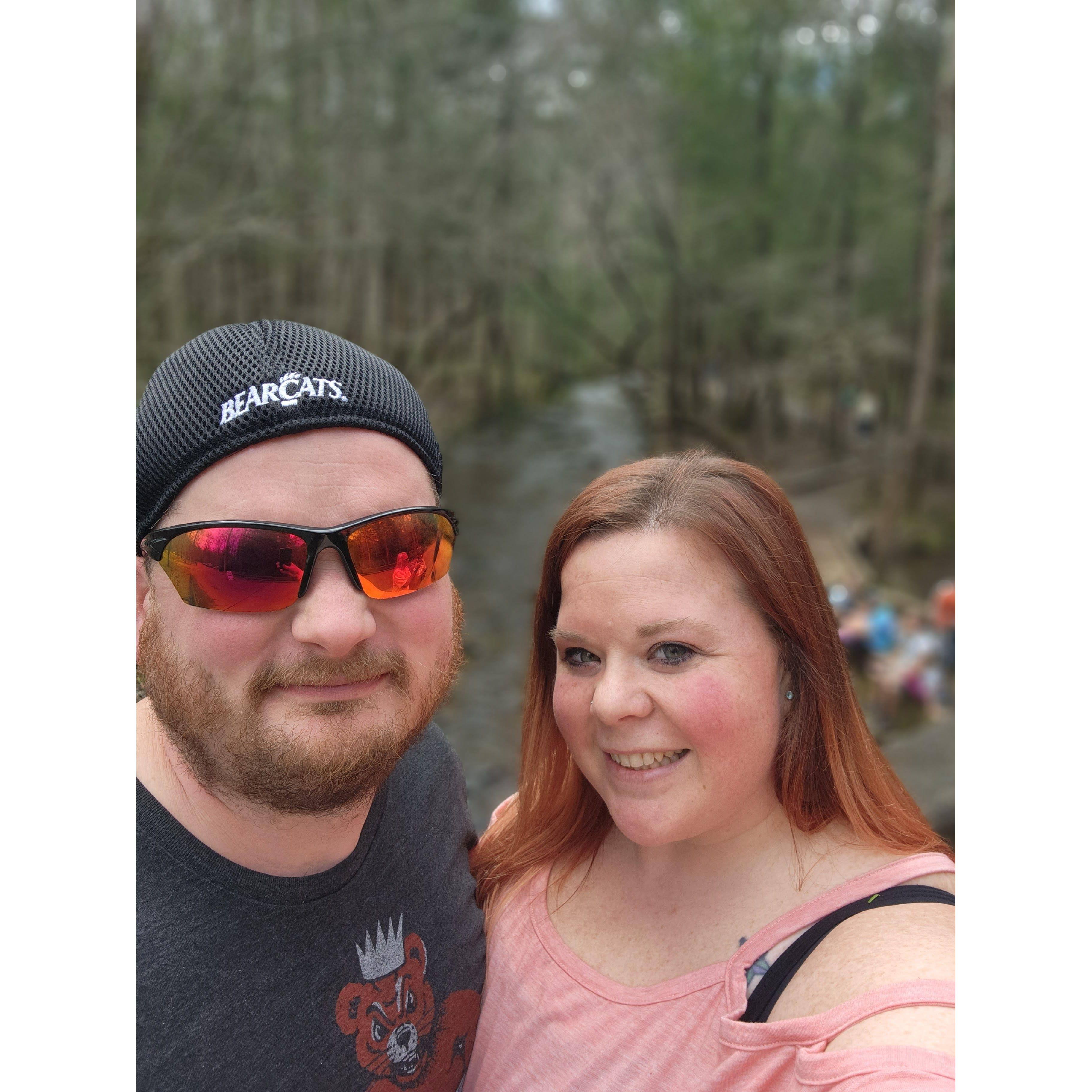 On our way to Cataract Falls where he proposed to me.