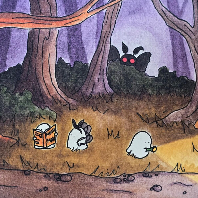 5x7 Print "Mothman Chasers"
