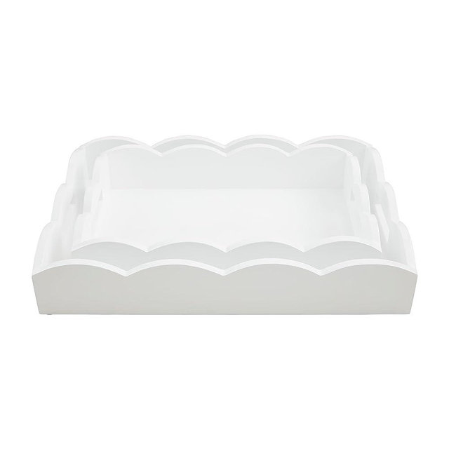 Mud Pie Nested Lacquer Trays, large: 18" x 13" Small: 15" x 10", WHITE
