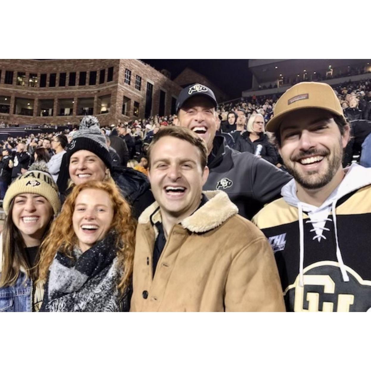2019: At a CU Boulder Football game with Andrew's family