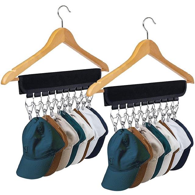 UCOMELY Hat Rack for Baseball Caps Hat Organizer Holder for Hanger & Room Closet Display, 2Pack 10 Hat Storage Clips for Hang Ball Caps Winter Beanie & Accessories, for Men, Boy or Women Gift (Black)
