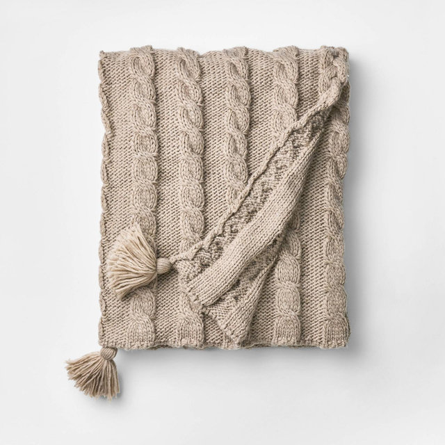 Knit Tassel Braided Throw Neutral - Threshold™ designed with Studio McGee