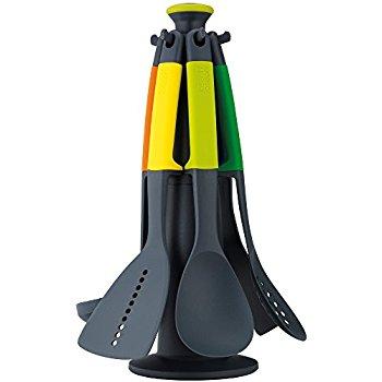 Joseph Joseph 10118 Elevate Carousel Kitchen Utensil Tool Set with Rotating Storage Stand Nylon Silicone Dishwasher Safe, 6-piece, Multicolored