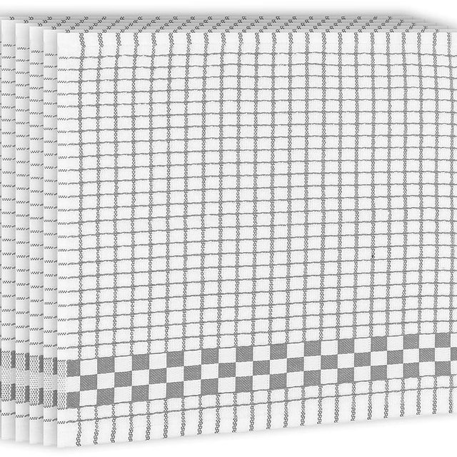 Fecido Classic Kitchen Dish Cloths with Hanging Loop (12 x 12 Inches) - Set of 6, Silver Gray