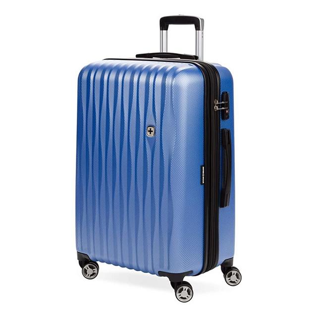 SwissGear 7272 Energie Hardside Expandable Luggage with Spinner Wheels, Periwinkle blue, Checked-Large 27-Inch