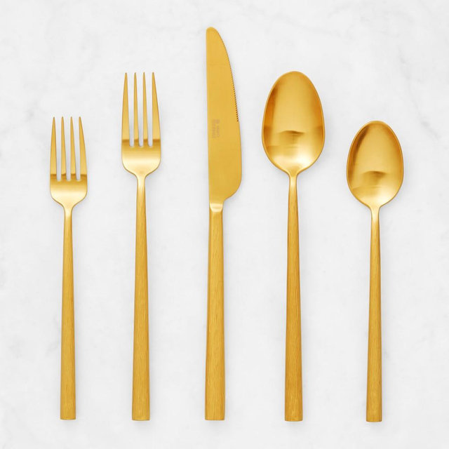 Cyprus 20-Piece Flatware Set, Brushed Gold