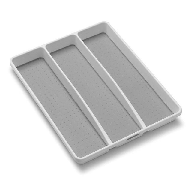 madesmart Classic Utensil Tray - White | CLASSIC COLLECTION | 3-Compartments | Kitchen Organizer |Soft-grip Lining and Non-slip Rubber Feet | Easy to Clean | BPA-Free