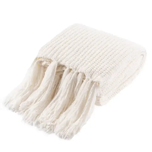 Bee & Willow™ Chenille Fringe Throw Blanket in Coconut Milk