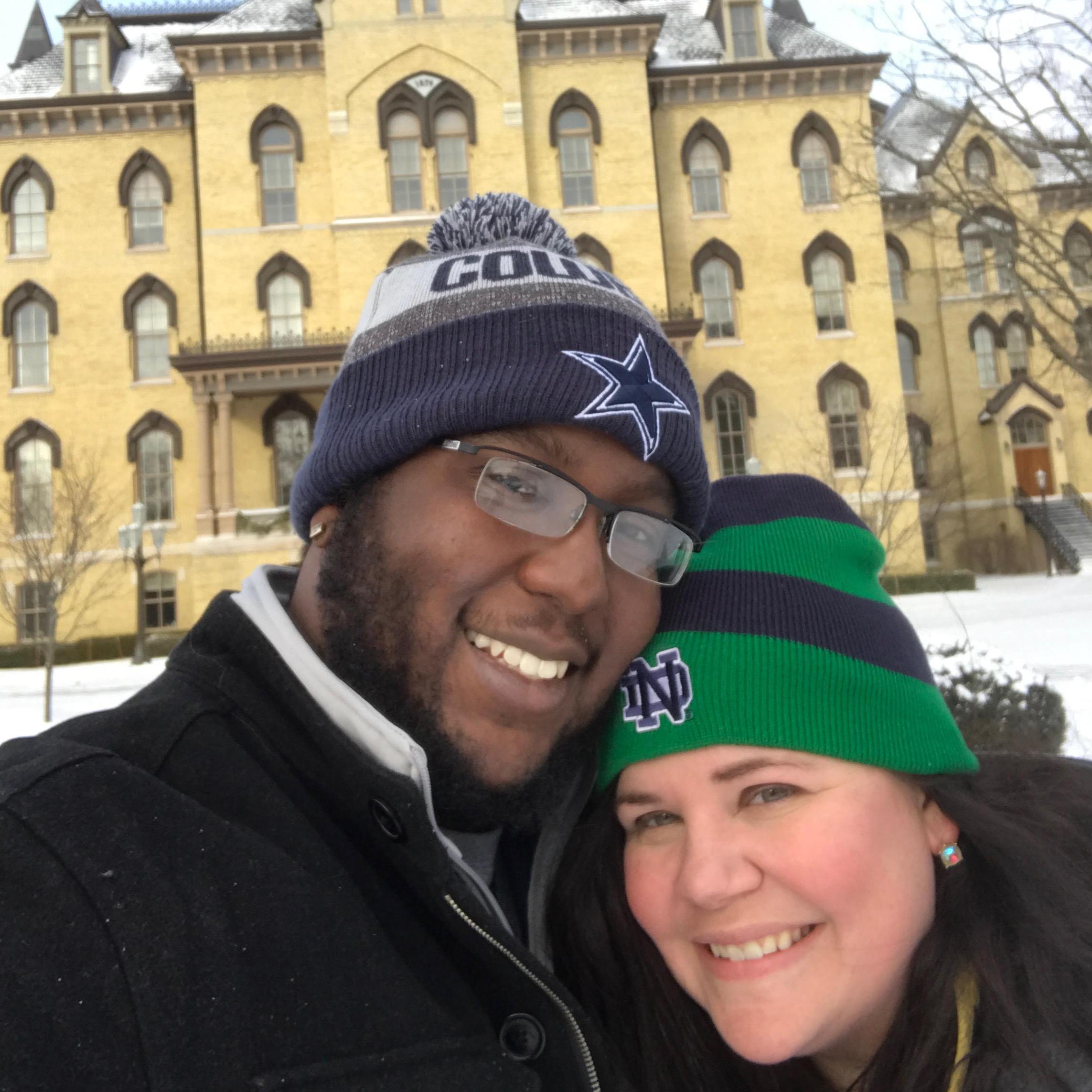 Then, Katie took Q to visit Notre Dame and see a basketball game