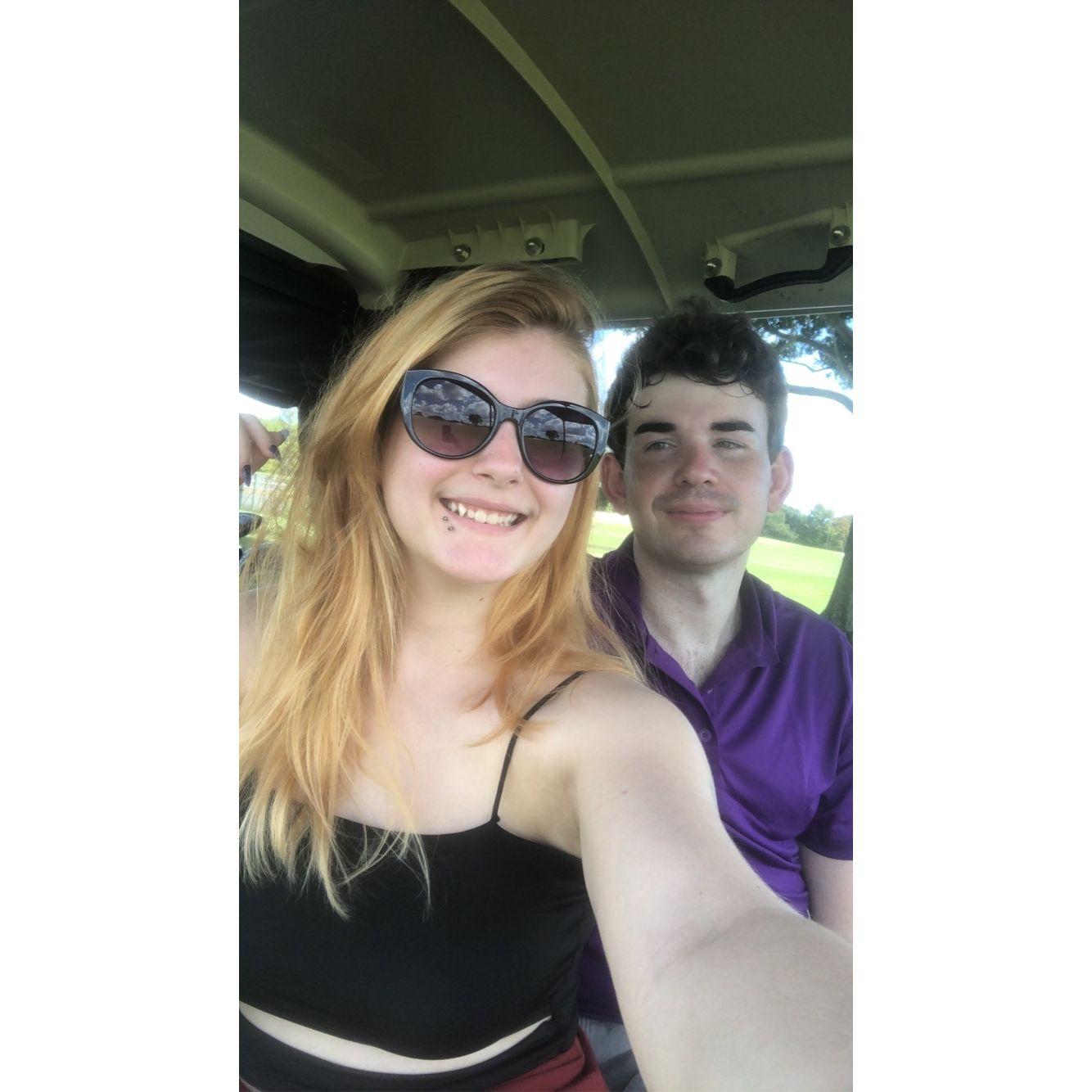 Its the way he looks at me. Our first time going to the golf course together- of course I just drove the cart.