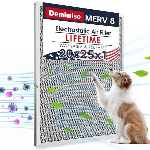 Demiwise Reusable Washable Aluminum Air Filter, MERV 8, Rectangular, Heavy-duty, Compatible with Air Conditioner, Furnace, HVAC, Lasts a Lifetime, Easy to Clean (Actual Size: 19.75x24.65x0.82)