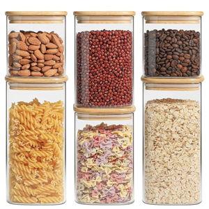 Airtight Glass Storage Canister with Lids (0.7Qt/1.2Qt/1.6Qt) Set of 6