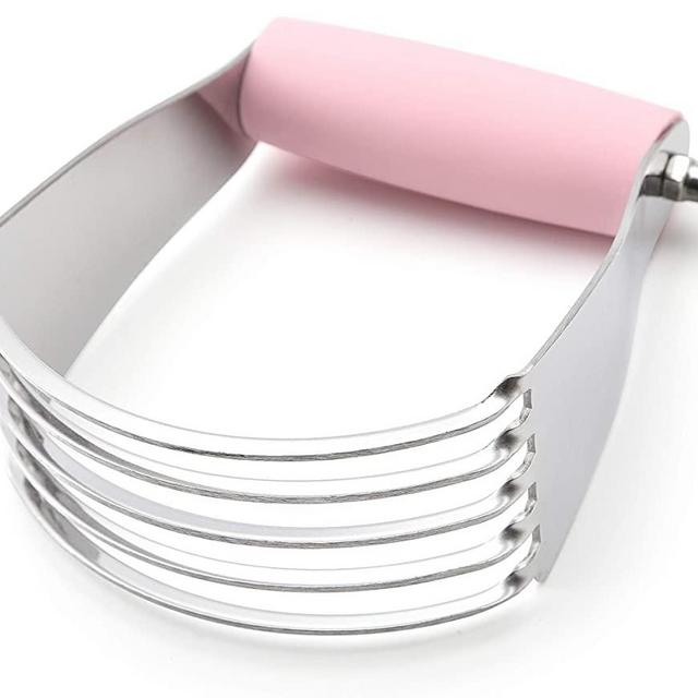 Spring Chef Dough Blender, Top Professional Pastry Cutter with Heavy Duty Stainless Steel Blades, Medium Size, Pink Lemonade