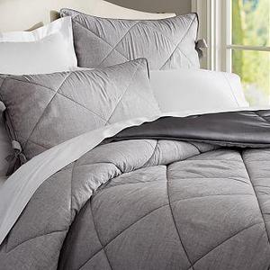 Rustic Luxe® Linen/Silk Comforter, King/Cal. King, Flagstone/Ebony