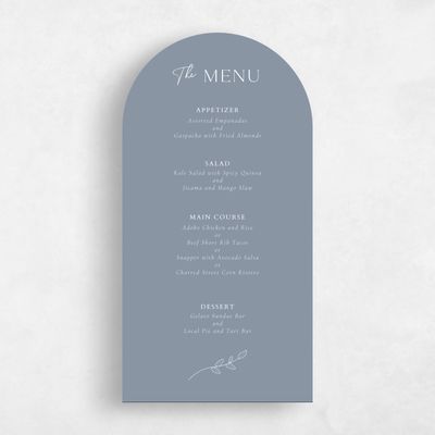 Blue Arch Wedding Menu - Oakbrook
