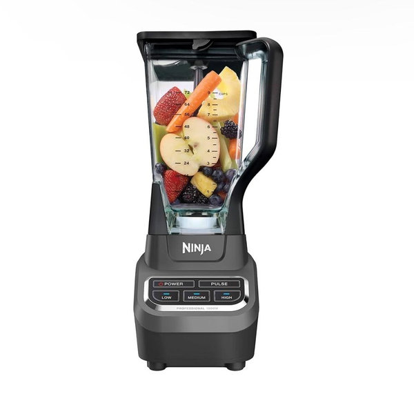 Ninja Professional Blender 1000W, Total Crushing Technology for Smoothies, Ice Crushing & Frozen Fruit, Full-Size Countertop Blender, 72-oz. Pitcher, Black & Grey, BL610