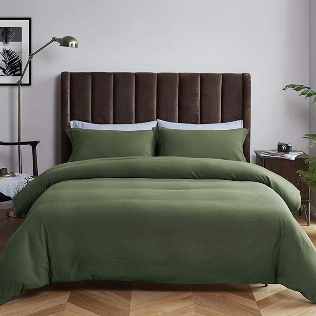 Bedsure Duvet Covers King Size Olive Green, Ultra Soft Washed Microfiber Comforter Cover Sets 3 Pieces with Zipper Closure (1 Duvet Cover 104x90 inches + 2 Pillow Shams)