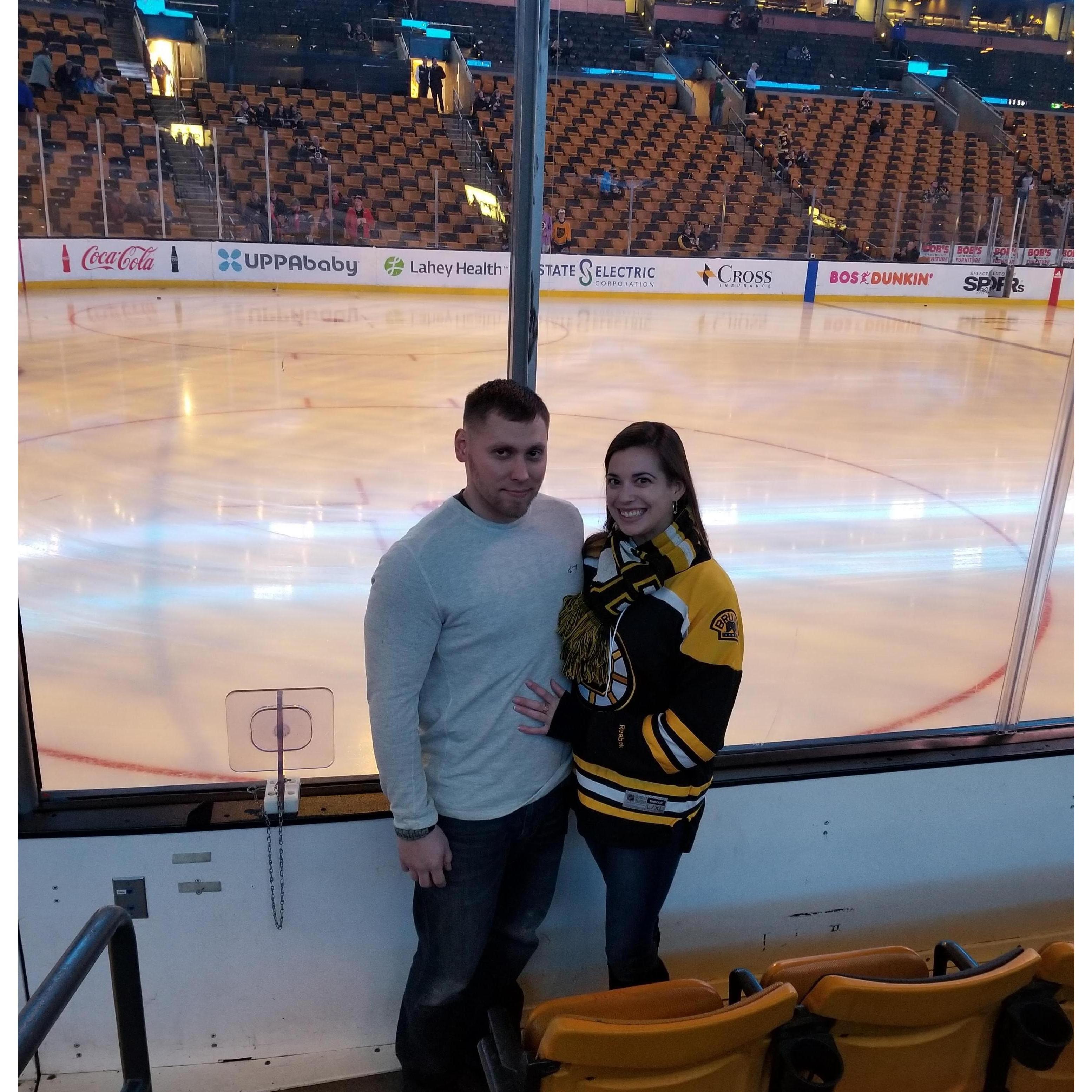 Sharing our love of hockey at a Bruins game!