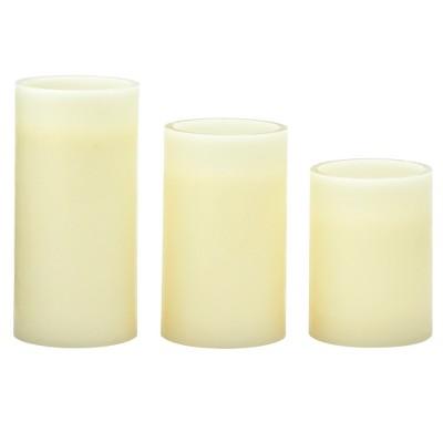 3pc Vanilla Scented Remote Controlled LED Pillar Candle Set Cream - Made By Design&#8482;
