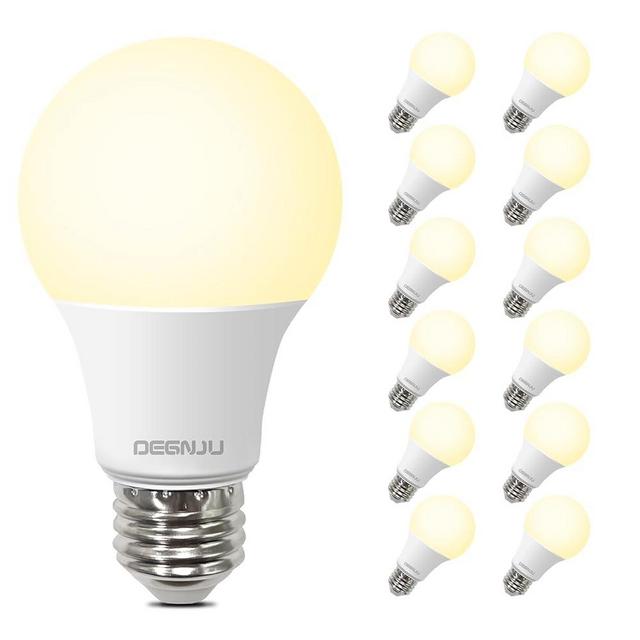 DEGNJU LED Light Bulbs Soft White 2700K, 60 Watt Equivalent LED Bulbs, A19 Standard Bulbs, 800 LM, 15000 Hours, E26 Base, Non-Dimmable, 8W White LED Bulbs for Bedroom Living Room, 12 Pack
