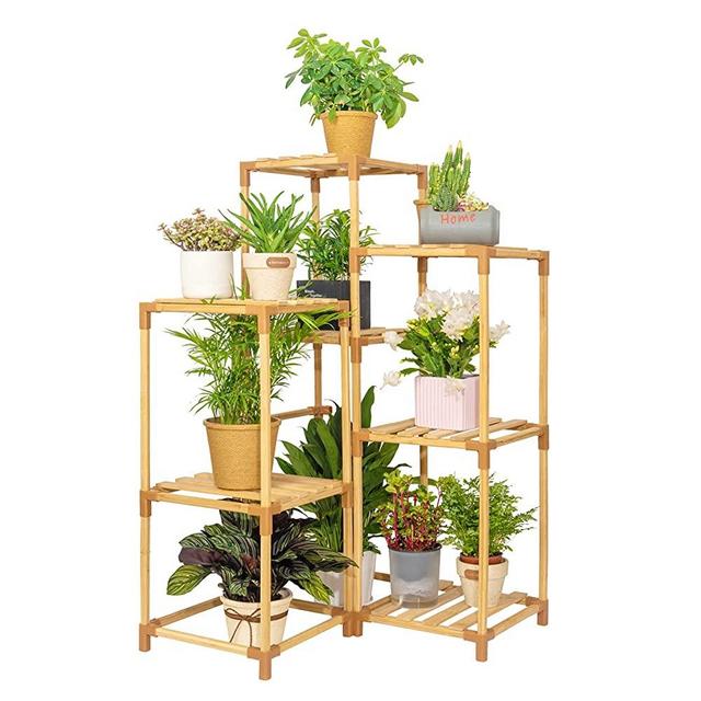 MIXC Corner Plant Stand Indoor Outdoor, 7 Tier 7 Potted Bamboo Plant Stand for Indoor Plants, Plant Shelf Plant Holder for Window Garden Balcony Living Room