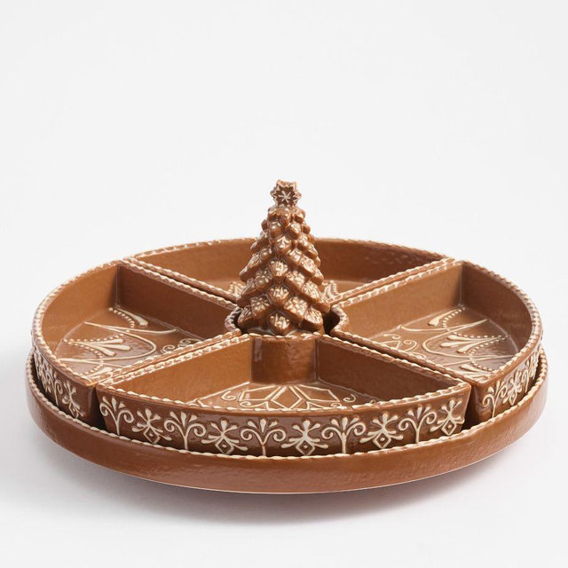 Gingerbread Stoneware Lazy Susan - Brown