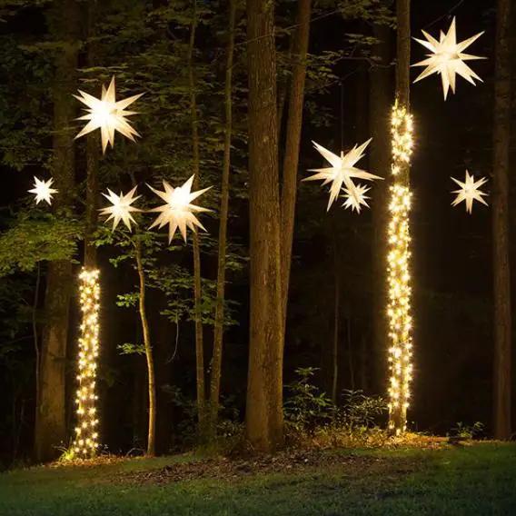 14 in. Illuminated LED Clear Frosted Holiday Moravian Star