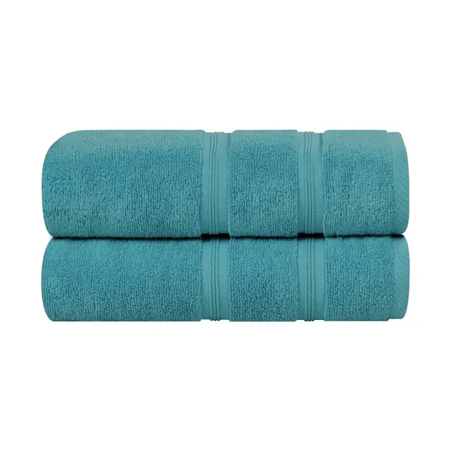 Smart Dry Cotton Medium Weight Solid Bath Sheet Set of 2, Turquoise - Blue Nile Mills