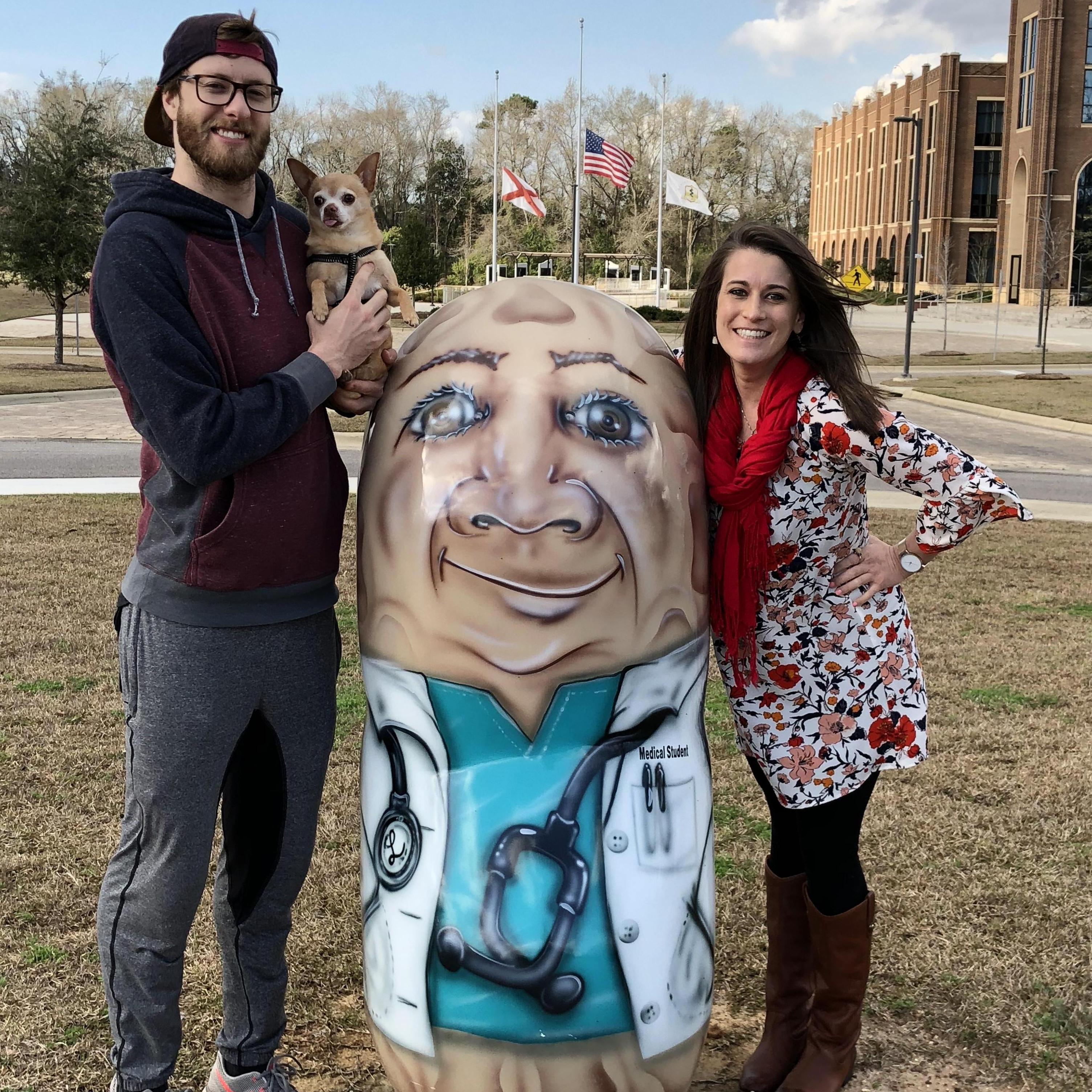 Caleb attended medical school in Dothan, AL. There was not a whole lot to do there other than scavenger hunt for peanut statues...