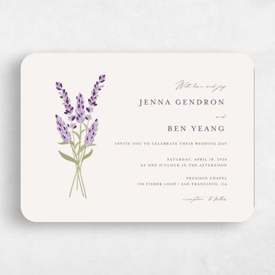 Beige Rounded Wedding Invitation - Marat Landscape