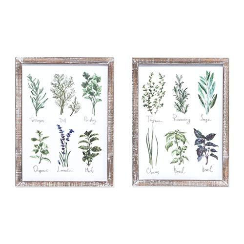 Barnyard Designs Vintage Herb and Spices Botanical Wood Framed Plaque Bundle 