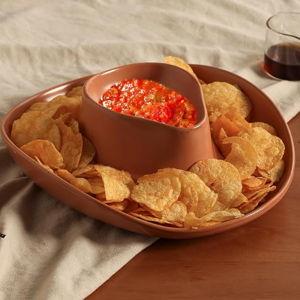 Chip and Dip Serving Set Bowl Cowboy Hat Chips and Salsa Serving Dish Brown.