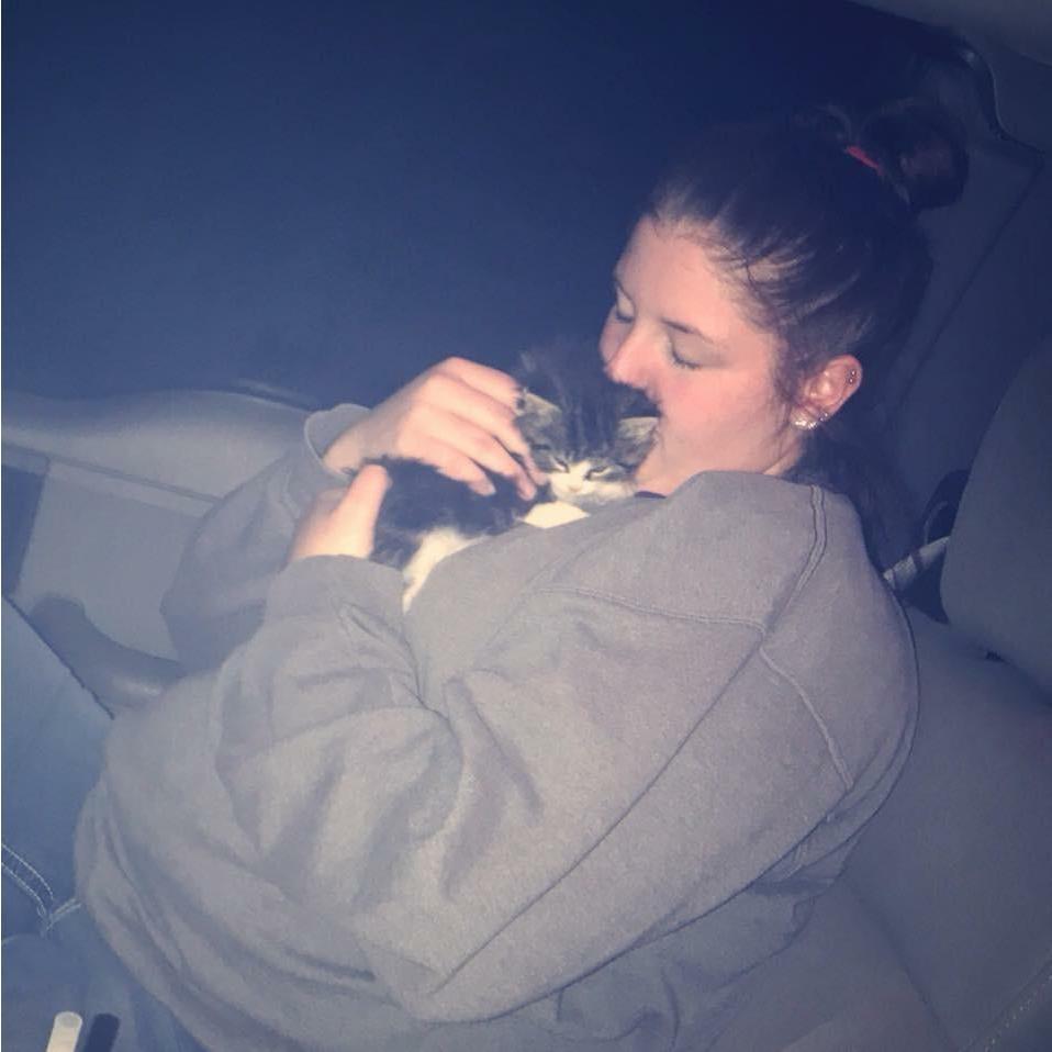Kallie and our cat TJ in 2017