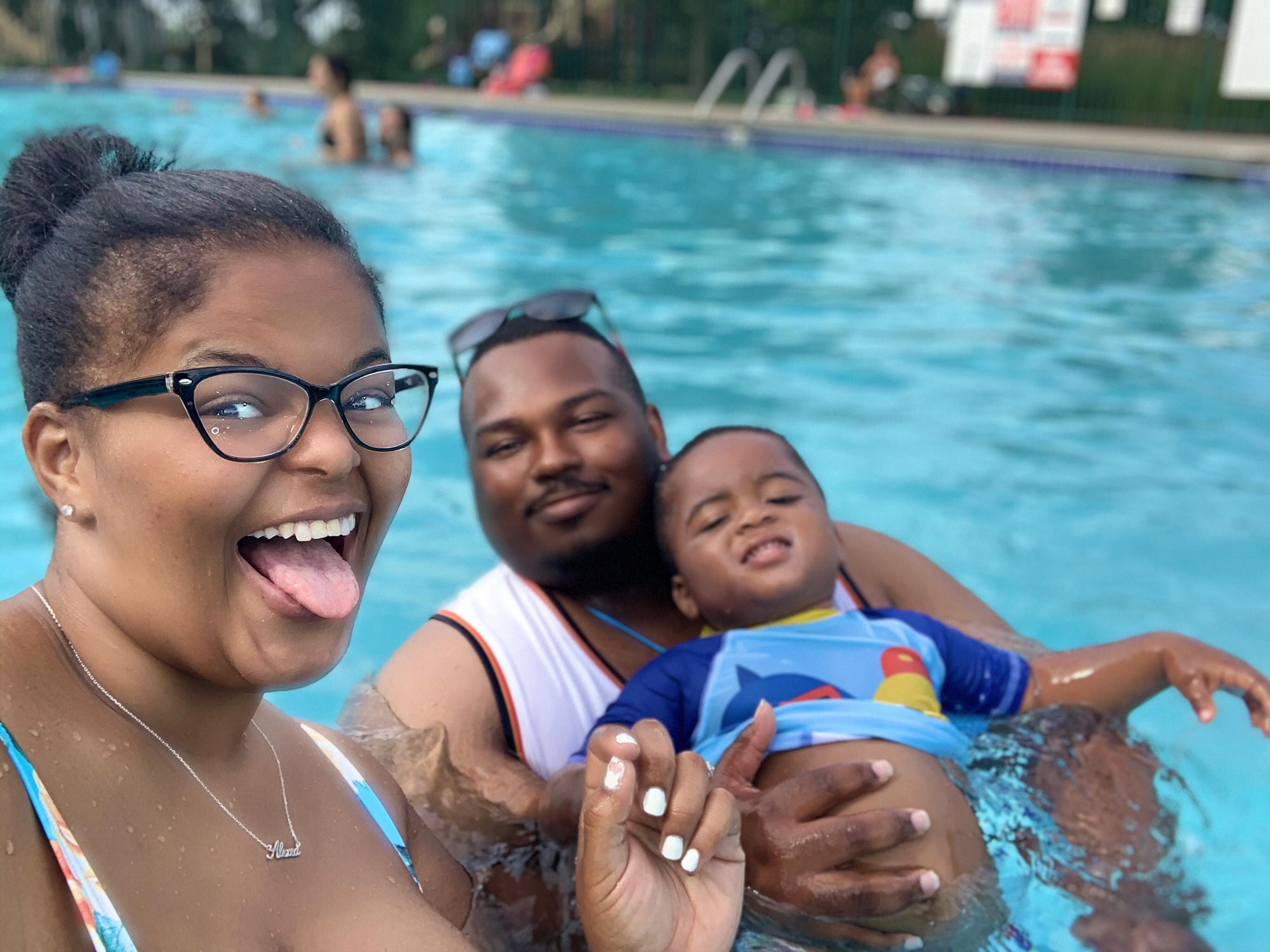 Poolside with the family.