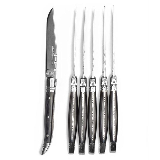 Tarrerias-Bonjean, Laguiole Tradition 6 piece Steak Knife Set , Dark Wood Handle