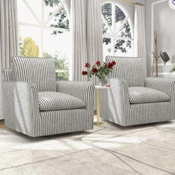 Set of 2 Blue Striped Chairs- Wayfair