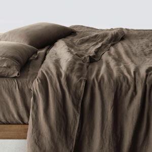 The Citizenry Espresso Stonewashed Linen Duvet Cover