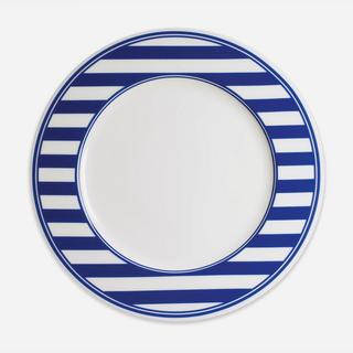Beach Towel Stripe Blue Rimmed Dinner Plate