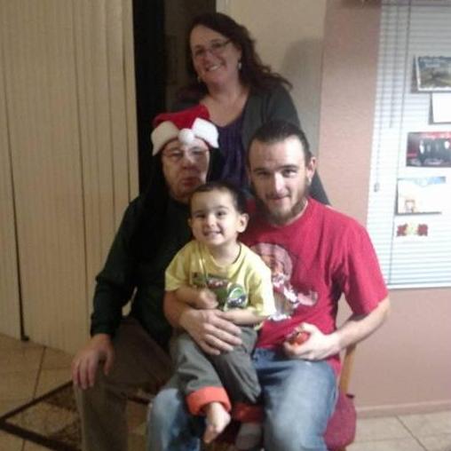 Four generations of Hutson-Widney's. Dave Hutson, Lynnette (Hutson) Bergner, Tyler Widney & Orion Widney.