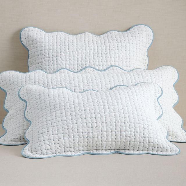 Julia Berolzheimer Blue Beau Scallop Pickstitch Quilted Sham, Standard