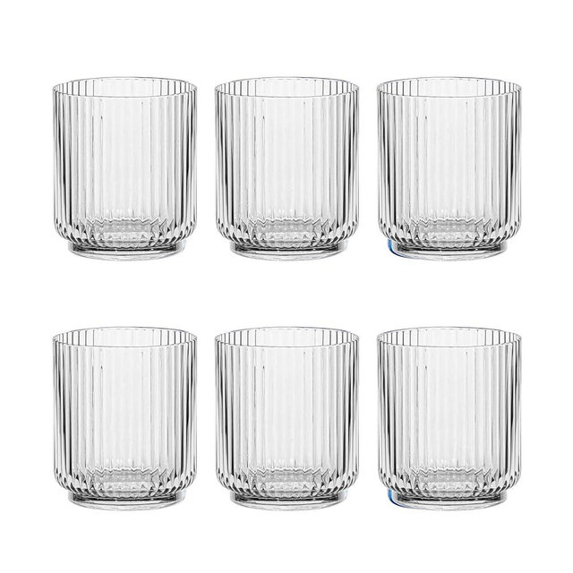 Abode Homewares TarHong Mesa Premium Plastic Drinkware Tumbler/Double Old Fashioned, 15 Ounce, Clear, (Set of 6)